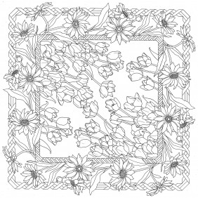 Dessins foulard - 90 x 90 cm